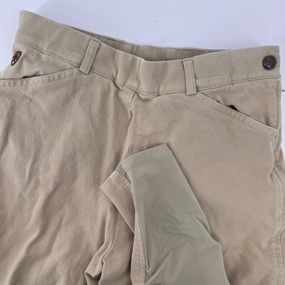 Ariat Sport Breeches Women 28R Tan Equestrian Side Zip Knee Patch Pants